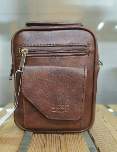 کیف مردانه دوشی چرم صنعتی قهوه ای کد 224