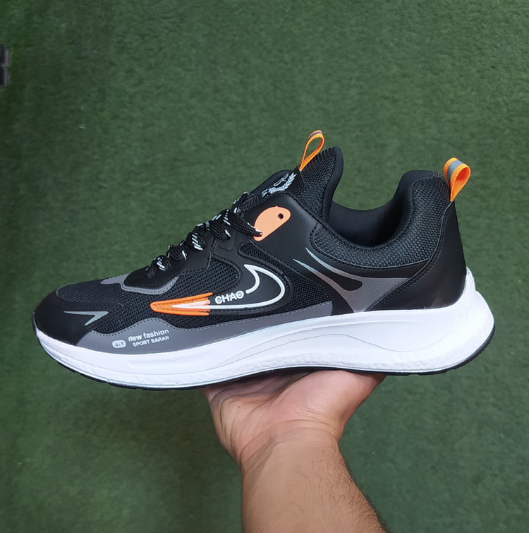 کفش کتانی اسپرت مردانه مشکی نارنجی کد ۲۸۹